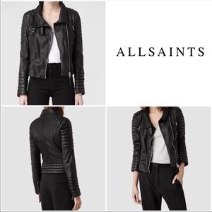 All saints black leather steine jacket